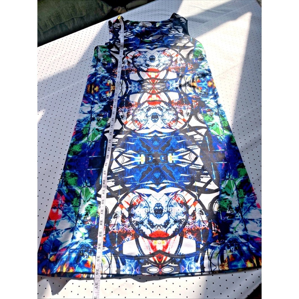 Carmen Marc Valvo Abstract Art Print Fit & Flare Dress Womens Small Sleeveless